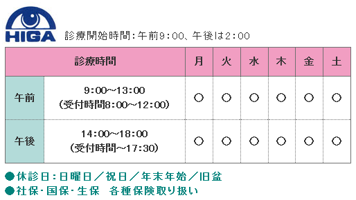 比嘉眼科病院_診療時間